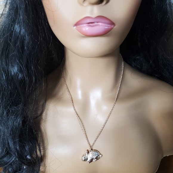 Bunny Rabbit Necklace - Copper Alloy Plated in Rose Gold - 17" chain - Picture 6 of 9
